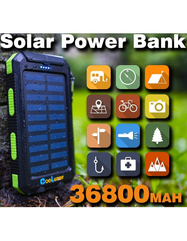 Banco de Energía Solar 36800mAh Coolstar Verde IP67