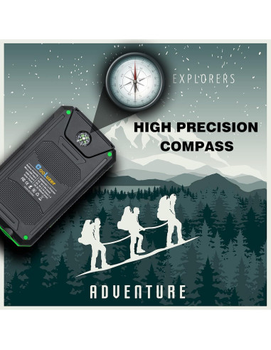 Banco de Energía Solar 36800mAh Coolstar Verde IP67