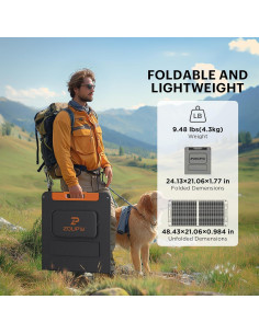 Panel Solar Portátil ZOUPW 100W Plegable Impermeable 23.5% Eficiencia 2