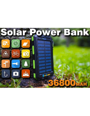 Banco de Energía Solar 36800mAh Coolstar Verde IP67
