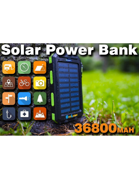 Banco de Energía Solar 36800mAh Coolstar Verde IP67