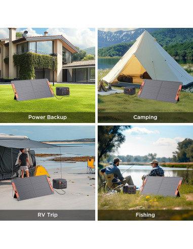 Panel Solar Portátil ZOUPW 100W Plegable Impermeable 23.5% Eficiencia