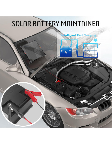 Cargador Solar OYMSAE 10W 12V Impermeable para Baterías