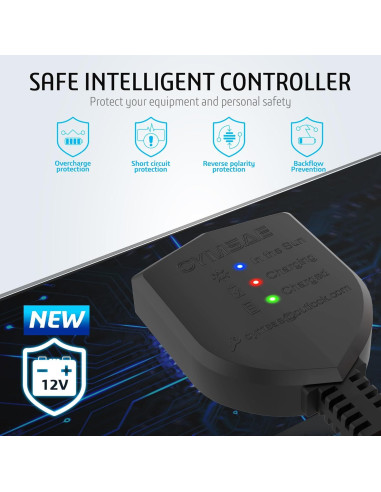 Cargador Solar OYMSAE 10W 12V Impermeable para Baterías