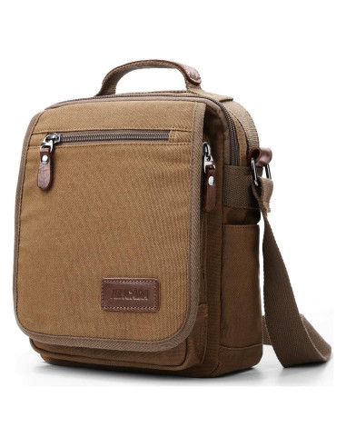Bolsa Mensajera XINCADA Lona Café 21x9.5x26 cm Ajustable