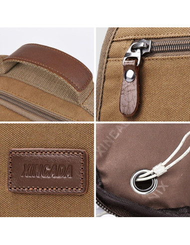 Bolsa Mensajera XINCADA Lona Café 21x9.5x26 cm Ajustable