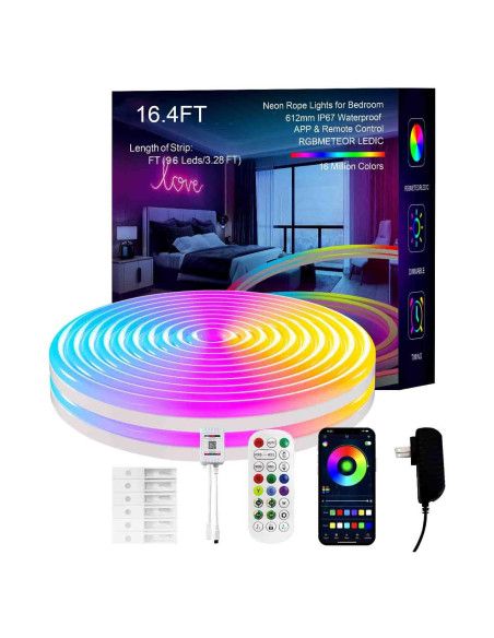 Tira de Luz Neón LED MFWW 5m RGB Control Remoto IP67