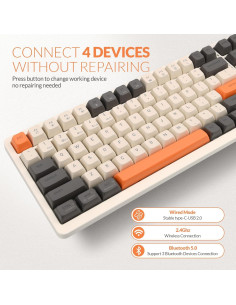 Teclado Mecánico Gaming Rii RK909 Inalámbrico 3 Modos 2