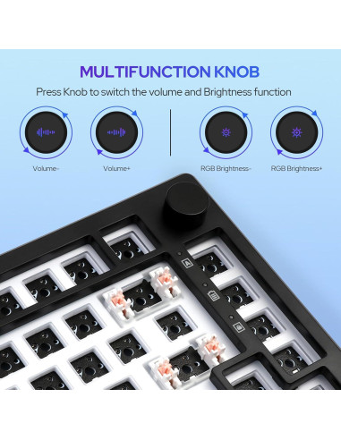 Teclado Mecánico EPOMAKER Aura75 75% Inalámbrico RGB Negro