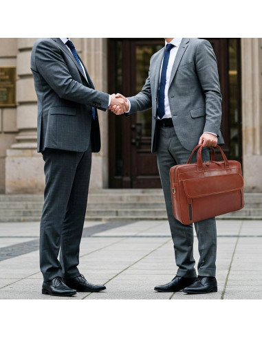 Maletín de Cuero Masa Kawa para Laptop 15.6" - 17" Marrón