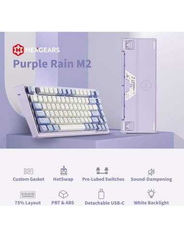 Teclado Mecánico Gaming Hexgears Purple Rain M2 TKL 83 Teclas