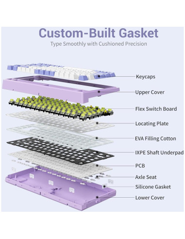 Teclado Mecánico Gaming Hexgears Purple Rain M2 TKL 83 Teclas