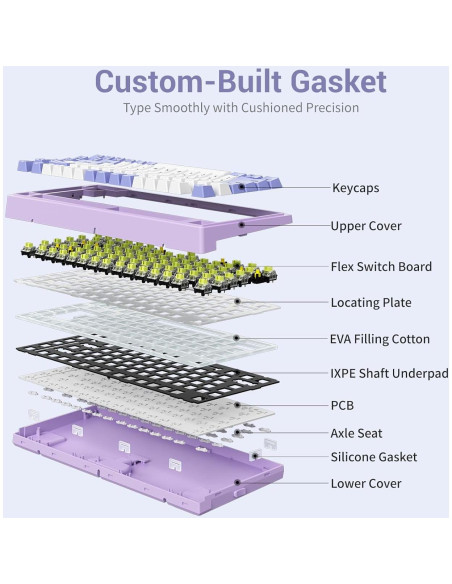 Teclado Mecánico Gaming Hexgears Purple Rain M2 TKL 83 Teclas