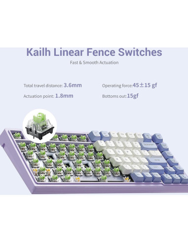 Teclado Mecánico Gaming Hexgears Purple Rain M2 TKL 83 Teclas