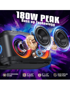 Altavoz Bluetooth W-KING T9-2 180W Portátil IPX5 24H 2