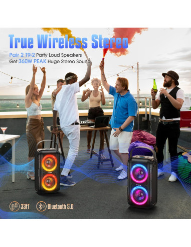 Altavoz Bluetooth W-KING T9-2 180W Portátil IPX5 24H
