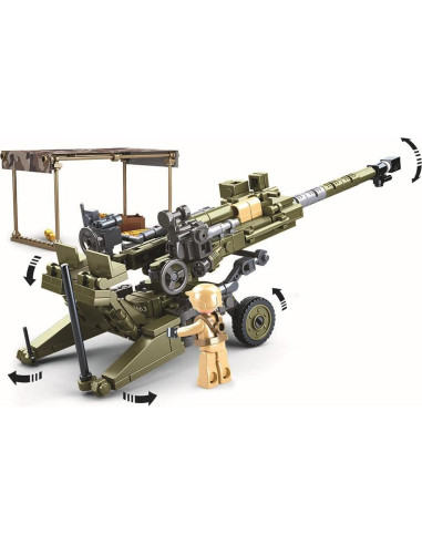 Cañón Antitanque Flak Octopbrik 258 Piezas con 2 Figuras