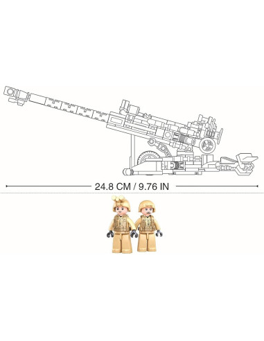 Cañón Antitanque Flak Octopbrik 258 Piezas con 2 Figuras