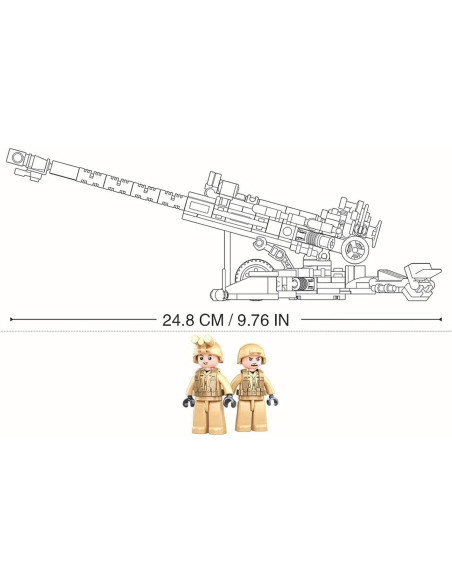Cañón Antitanque Flak Octopbrik 258 Piezas con 2 Figuras