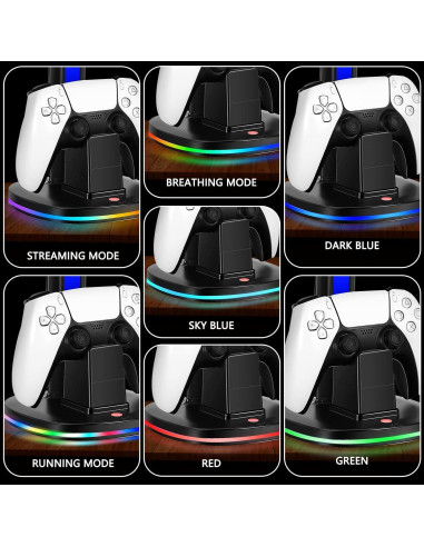 Estación de Carga PS5 JDGPOKOO con Soporte RGB y 2 USB