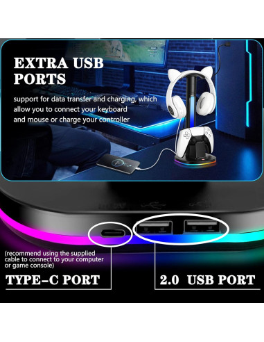 Estación de Carga PS5 JDGPOKOO con Soporte RGB y 2 USB