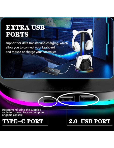 Estación de Carga PS5 JDGPOKOO con Soporte RGB y 2 USB Estación de Carga PS5 JDGPOKOO con Soporte RGB y 2 USB