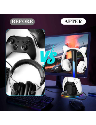 Estación de Carga PS5 JDGPOKOO con Soporte RGB y 2 USB