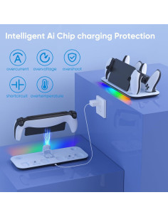 Soporte de Carga KEPLUG PS5 Portal con Luz RGB y USB-C 2