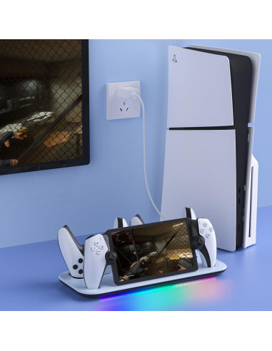 Soporte de Carga KEPLUG PS5 Portal con Luz RGB y USB-C