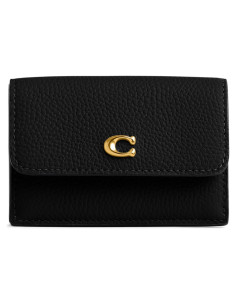 Cartera Mini Trifold Coach B4 Negro Cuero de Búfalo