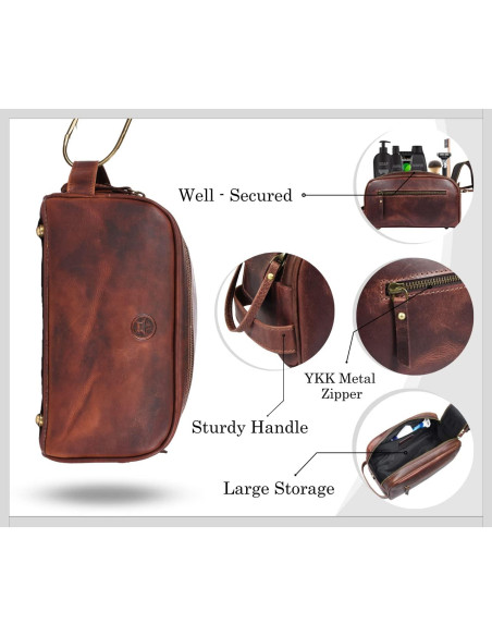 Neceser de Viaje de Cuero Aaron 26x12x14cm Impermeable Neceser de Viaje de Cuero Aaron 26x12x14cm Impermeable