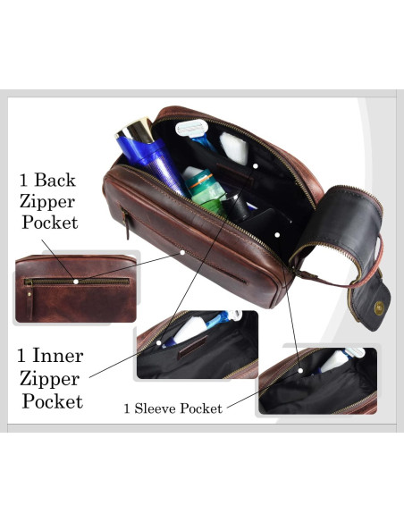 Neceser de Viaje de Cuero Aaron 26x12x14cm Impermeable Neceser de Viaje de Cuero Aaron 26x12x14cm Impermeable