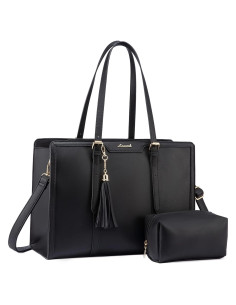 Bolsa Tote para Laptop LOVEVOOK 15.6" PU Negra y Cuero