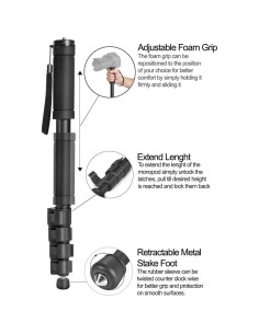 Monopod Acuvar 157 cm con correa y 4 secciones extensibles 2