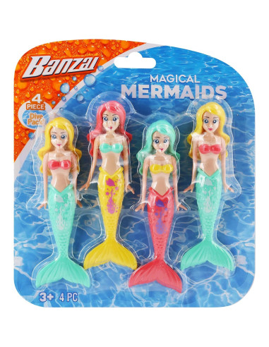 Juguetes de Buceo Sirenas Banzai 4 Piezas Colores Variados