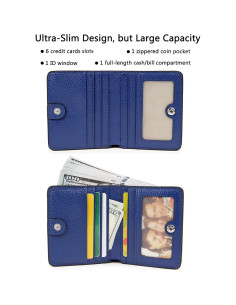 Cartera de Cuero AINIMOER Mini Plegable con RFID Azul 2