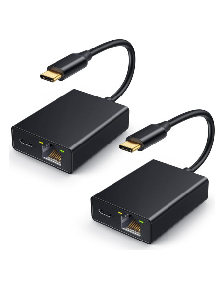 Adaptador Ethernet ELECTOP USB Tipo C a RJ45 100 Mbps Paquete 2