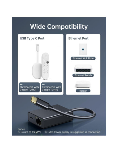 Adaptador Ethernet ELECTOP USB Tipo C a RJ45 100 Mbps Paquete 2