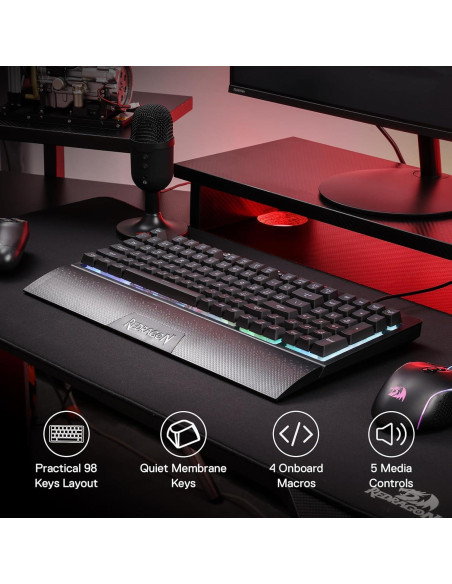 Teclado Gaming Redragon K515 Shiva RGB 98 Teclas Con Cable Teclado Gaming Redragon K515 Shiva RGB 98 Teclas Con Cable