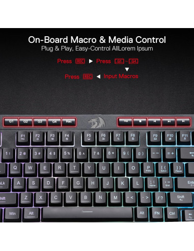Teclado Gaming Redragon K515 Shiva RGB 98 Teclas Con Cable
