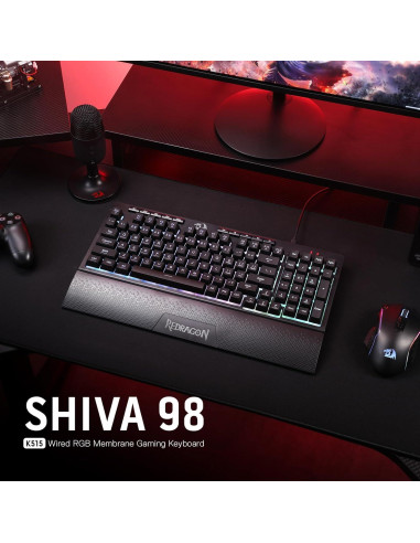 Teclado Gaming Redragon K515 Shiva RGB 98 Teclas Con Cable