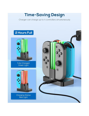 Base de Carga Fyoung para Switch OLED y Joy Cons - Negro