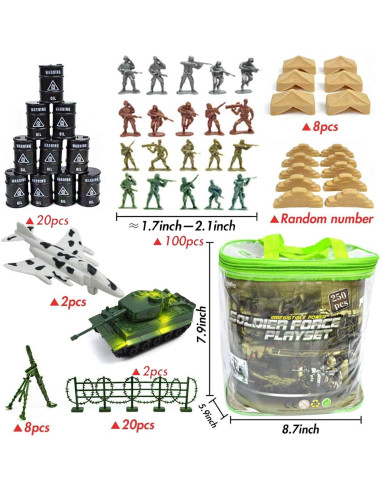 Conjunto de Soldados 3 Nutrias 250 Piezas con Accesorios