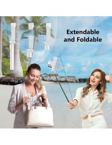 Trípode Selfie Bollove Retráctil 101.6 cm con Luz y Control Remoto