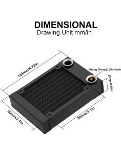 Radiador de Refrigeración por Agua CLYXGS 80mm Aluminio Negro 2