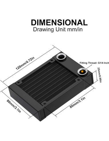 Radiador de Refrigeración por Agua CLYXGS 80mm Aluminio Negro