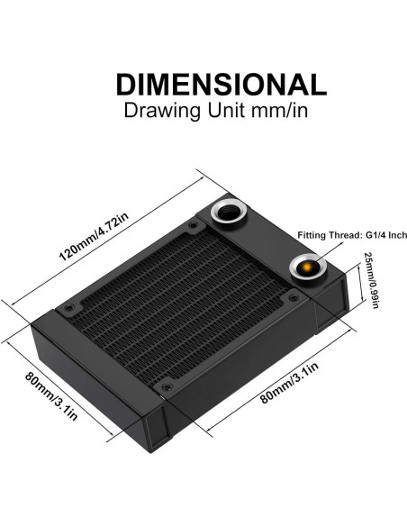 Radiador de Refrigeración por Agua CLYXGS 80mm Aluminio Negro