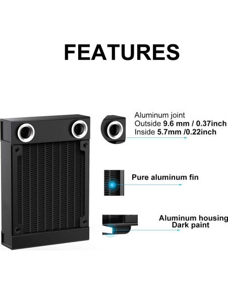 Radiador de Refrigeración por Agua CLYXGS 80mm Aluminio Negro