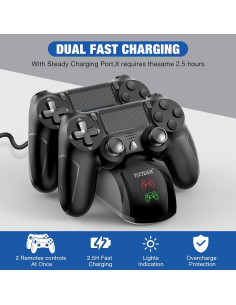Estación de Carga Doble para PS4 Y Team Carga Rápida 1.8h 2