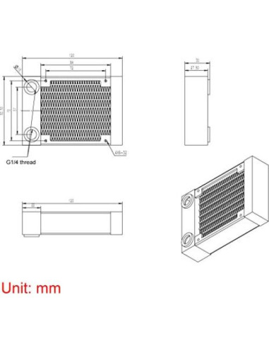 Radiador de Refrigeración por Agua CLYXGS 80mm Aluminio Negro